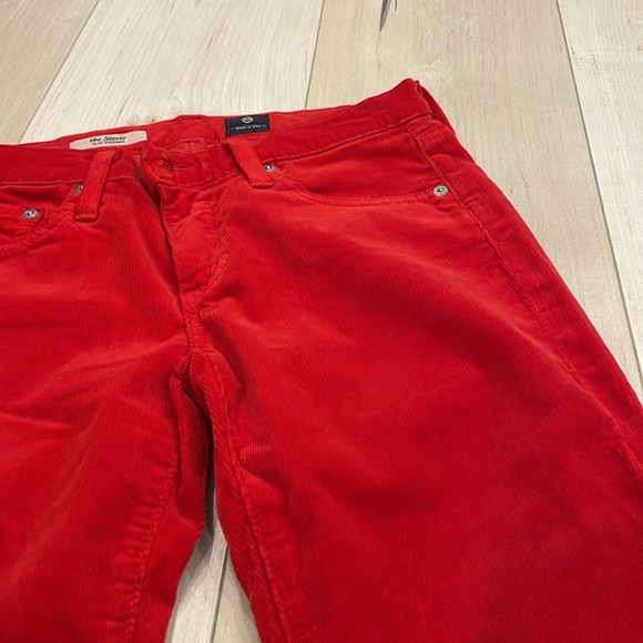 NWOT Red Corduroy AG Stevie Slim Straight Pants, size 26R. - Picture 5 of 9